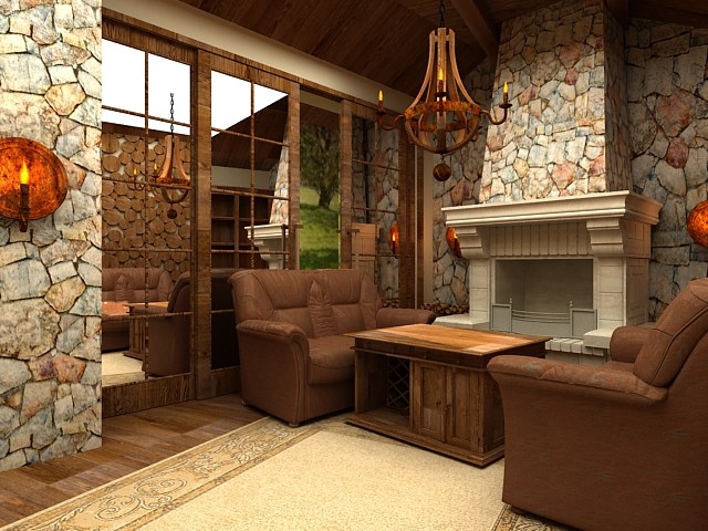 пос.Знаменский гостиная в стиле кантри