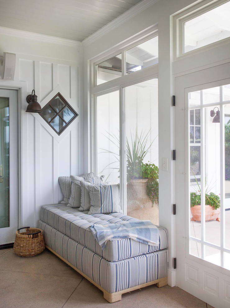 Inspiration for a large beach style sunroom in Denver with concrete floors, a standard ceiling and grey floor.