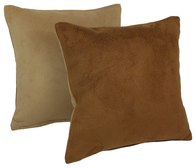 18" Solid Faux Suede Square Throw Pillows, Set of 2, Black