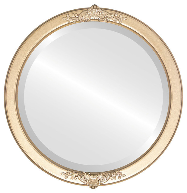 Athena Framed Round Mirror in Desert Gold Traditional 
