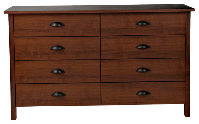 8 Drawer Dresser In Walnut Finish Transitional Dressers By