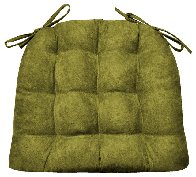 MicroSuede Laurel Green Chair Pad With Latex Foam Fill Contemporary Seat Cushions by
