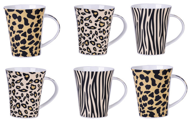 Safari Coffee Mugs, Set of 6