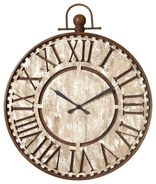 Shop Houzz Midwest CBK Distressed Layered Wall Clock With Roman   Contemporary Wall Clocks 