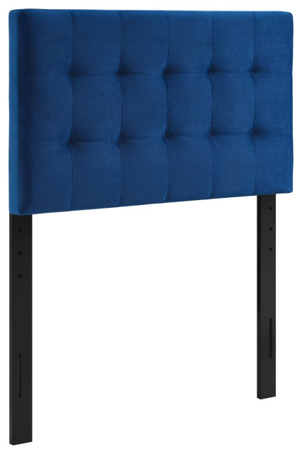 Lily Biscuit Tufted Twin Performance Velvet Headboard, Navy