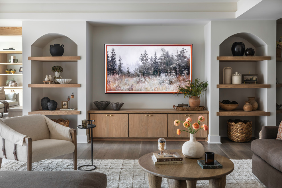 Example of a transitional living room design in Atlanta