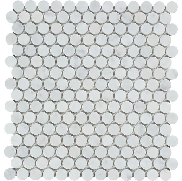 12 X12 Florence Carrara Ferrari Honed Marble Penny Round Mosaic 10 Pieces Traditional Mosaic Tile By Fancy Tiles And Mosaics