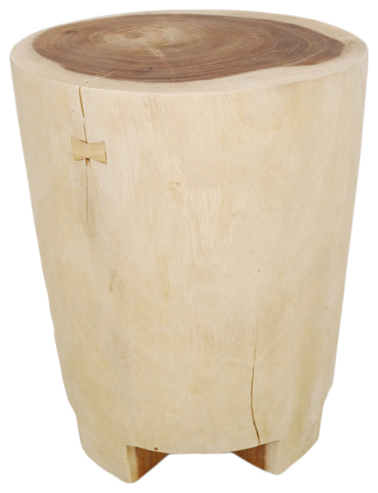 Acacia Wood Drum Side Table 4 Rustic Side Tables And End Tables