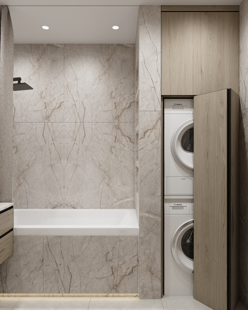 Дизайн санузла в теплых тонах