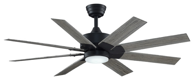 Levon 52 Ceiling Fan Black With Weathered Wood Blades