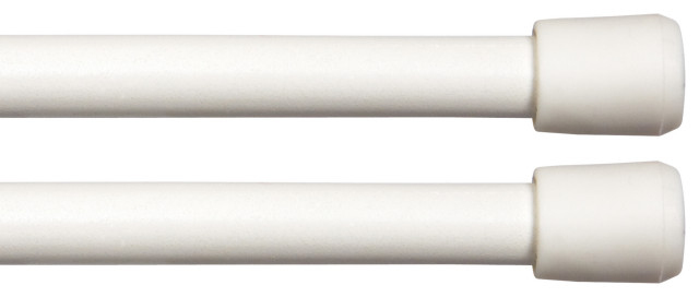 Kenney Fast Fit No Tools 7/16" Spring Tension Rod, 2-Pack, White, 18-28"
