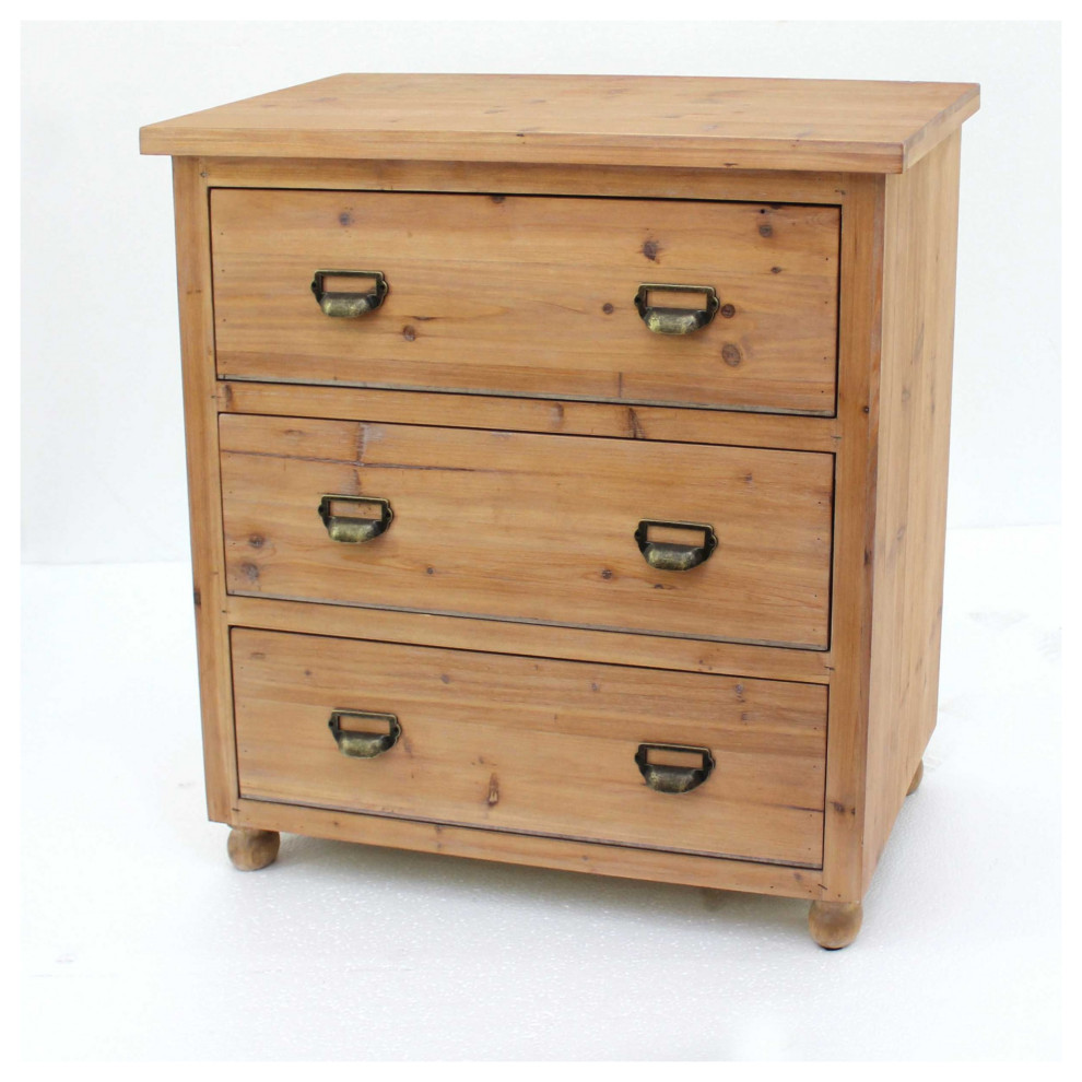 15" x 30" x 30" Natural 3 Drawer Minimalist Loft Wood Filing