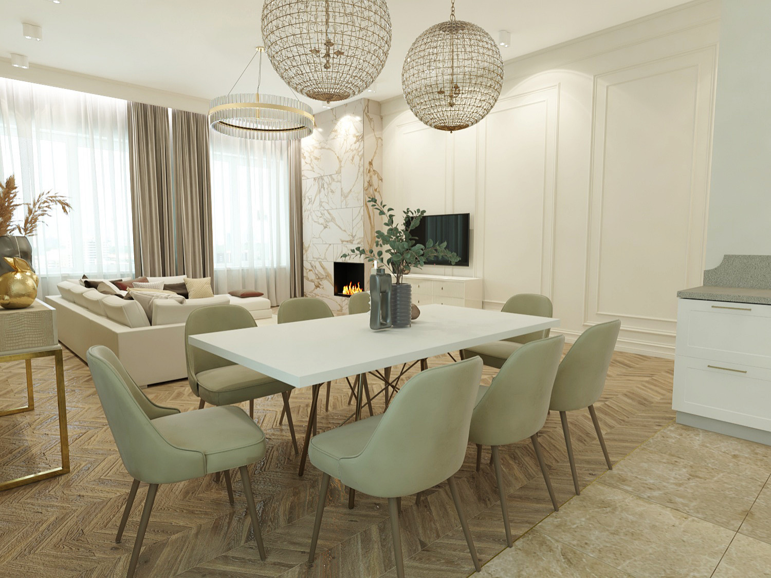 интерьер квартиры 117 квм. г. Новосибирск