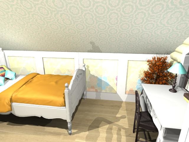 детская на мансардном этаже в доме из бруса