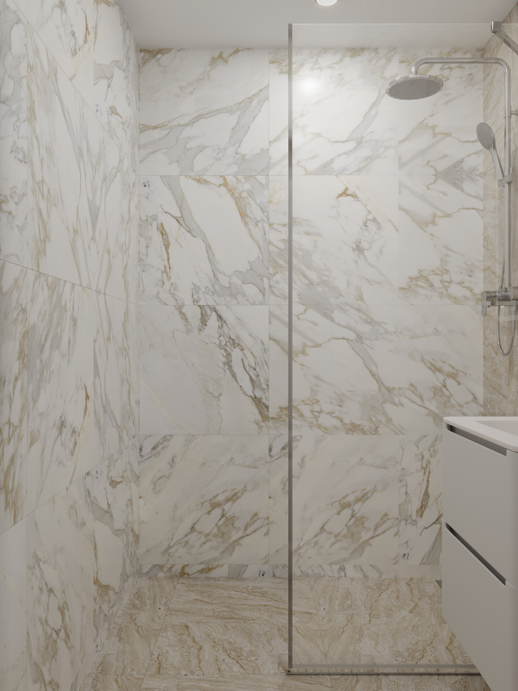 Санузел и Ванна из керамогранита и оникса