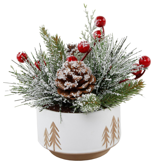 Christmas MIX IN 4.25" Ceramic Reverse Tree Pot, SM Contemporary