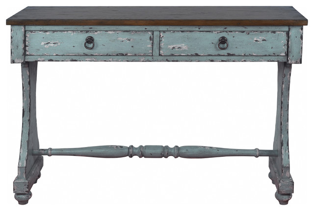 Distressed 2 Drawer Entryway Console Table River Blue Farmhouse