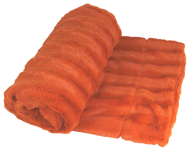 Derby Double Sided Faux Fur Throw Blanket Contemporary Throws by