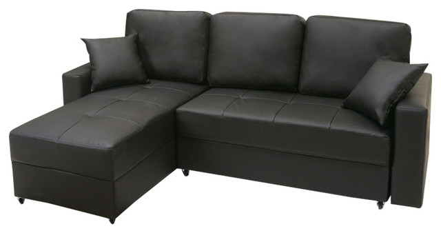 Aspen Convertible Sectional Sotrage Sofa Bed Contemporary Aspen Convertible Sectional Storage Sofa Bed Black
