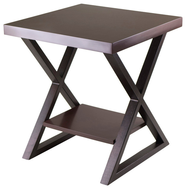 Winsome Wood Korsa End Table w/ Dark Bronze Legs in Cappuccino