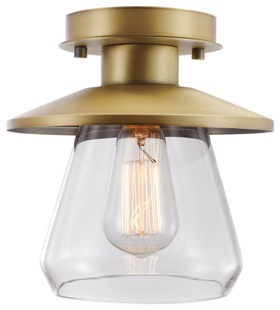 Nate 1 Light Brass Semi Flush Mount