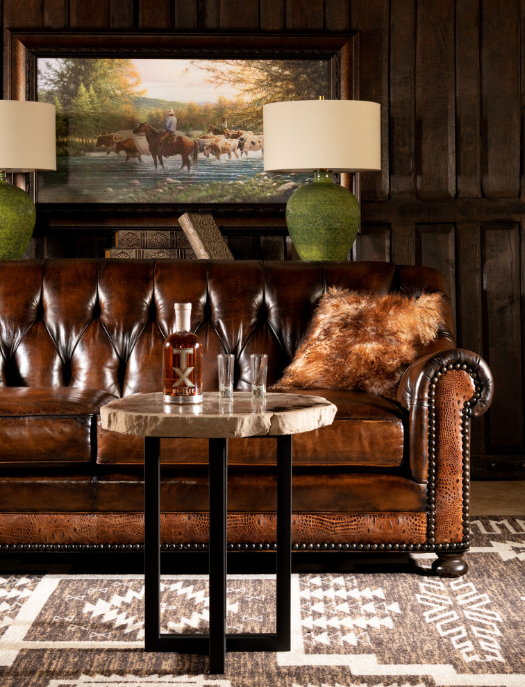 Mountain style living room photo in Dallas