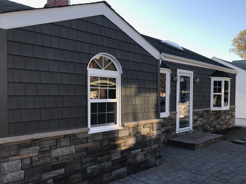 Long Beach Siding Charcoal Smoke with Sterling Tight Cut Stone