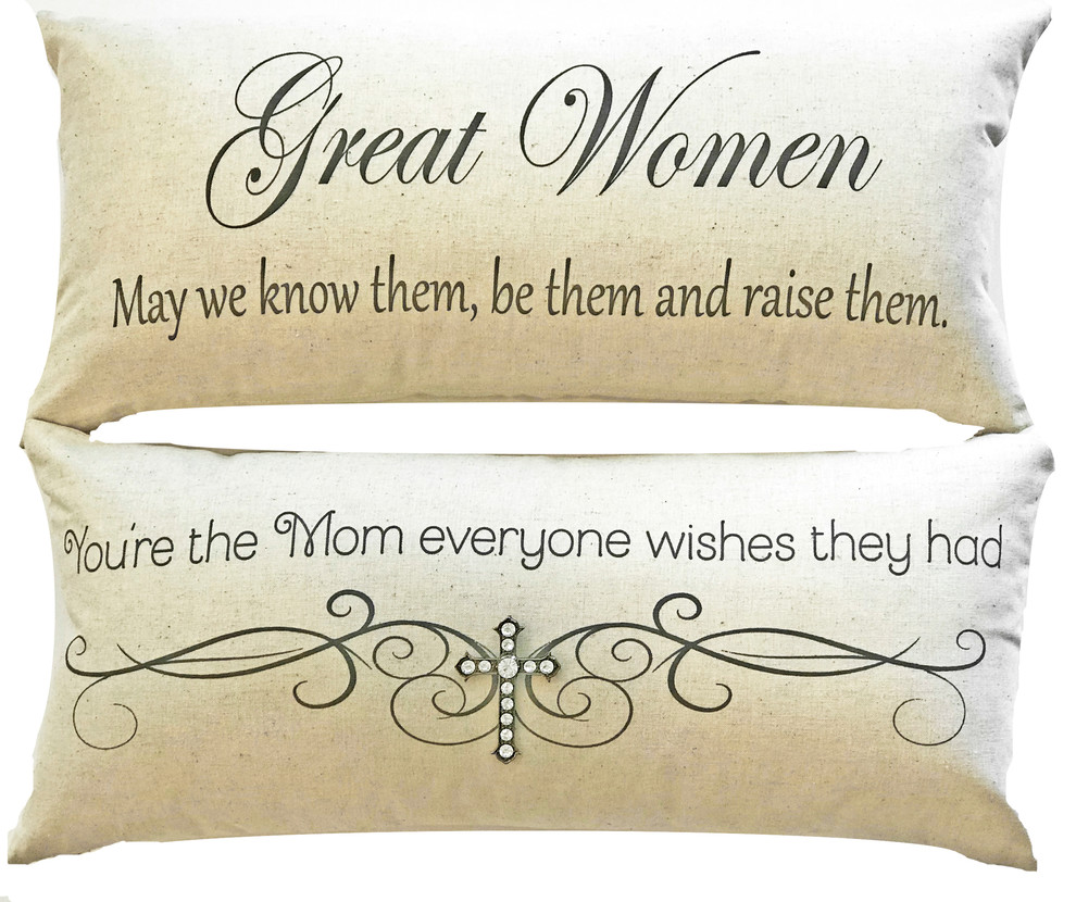 Great Women Doublesided Gift for Mother-Quote Pillow With Cross Necklace-Pin
