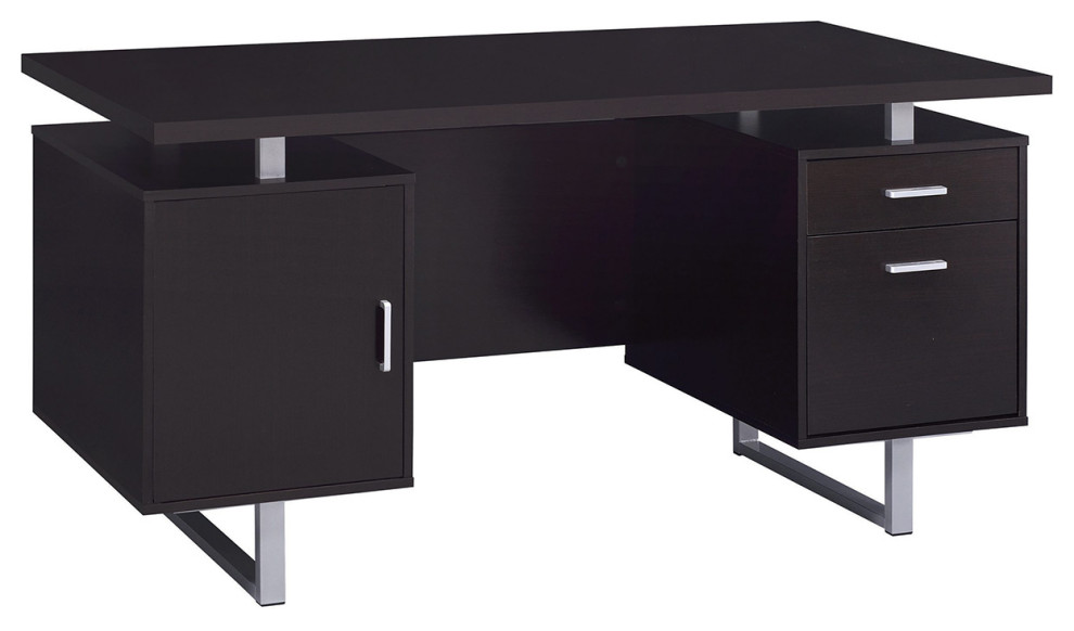 Rectangular Storage Office Desk, Cappuccino Contemporary Desks And