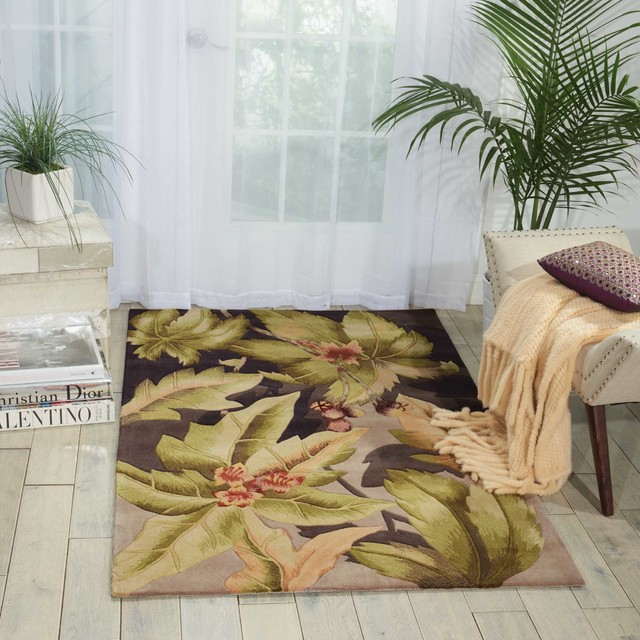 Nourison Tropics Plum Area Rug, Rectangular 7'6"x9'6"