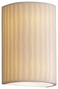 Justice Design Porcelina Cylinder Open Top/Bottom, LED Outdoor Sconce, Waterfall
