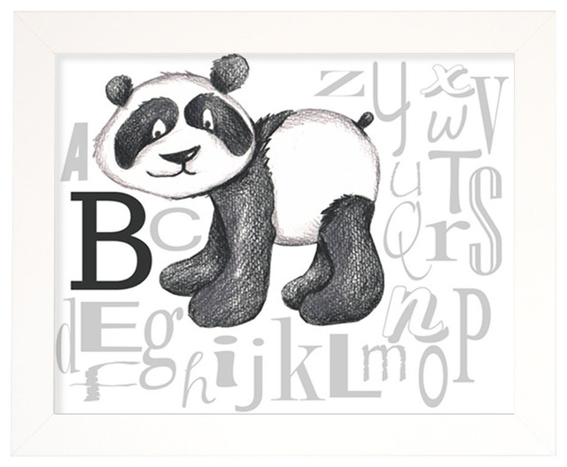 Panda Bear Alphabet Wall Art Black Contemporary Kids Wall
