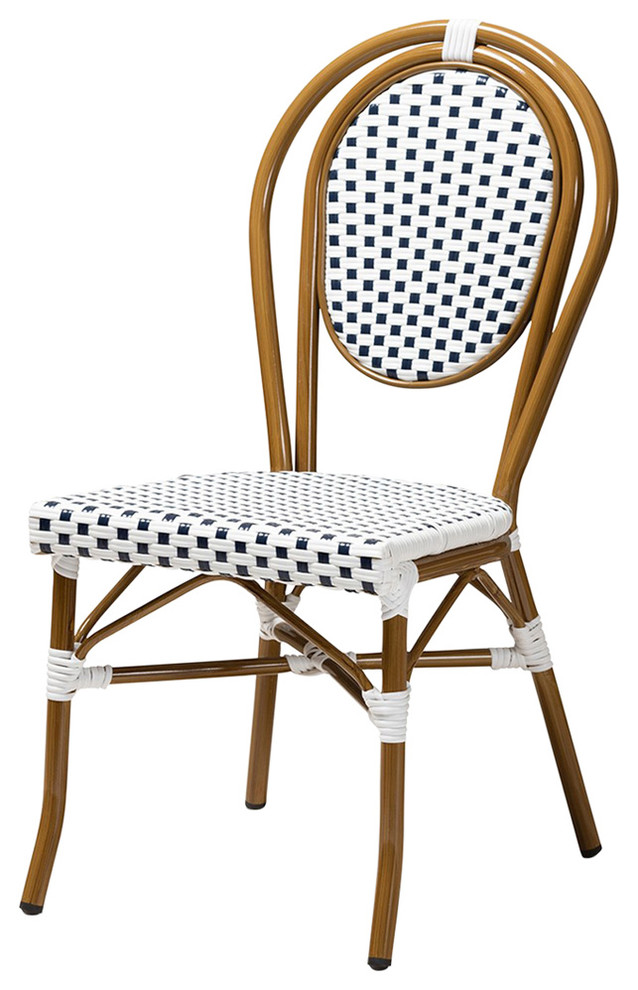 Talia Classic Indoor/Outdoor Navy/White Bamboo Bistro Dining Chairs