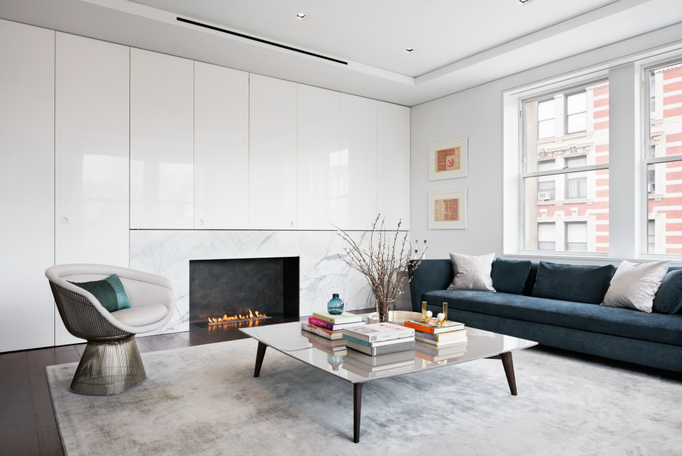 Example of a trendy family room design in New York