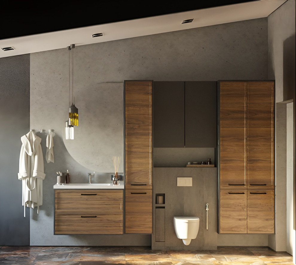 Санузел с душевой в частном доме