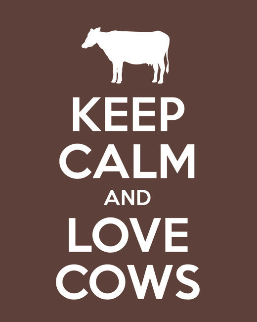 Keep Calm and Love Cows, premium art print (mocha)