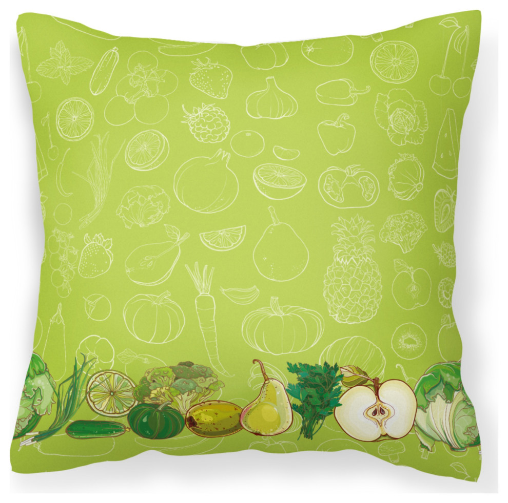 Fruits and Vegetables in Green Decorative Pillow, 14