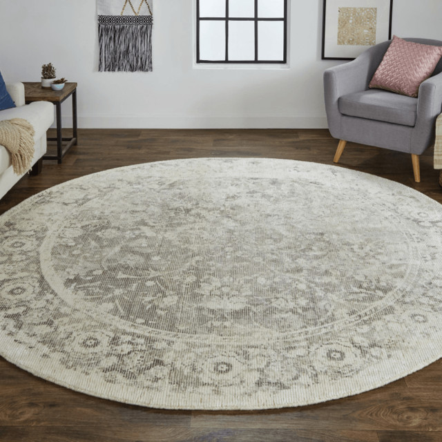 8' Ivory And Tan Round Abstract Hand Woven Area Rug - Contemporary - Area  Rugs - by HomeRoots | Houzz