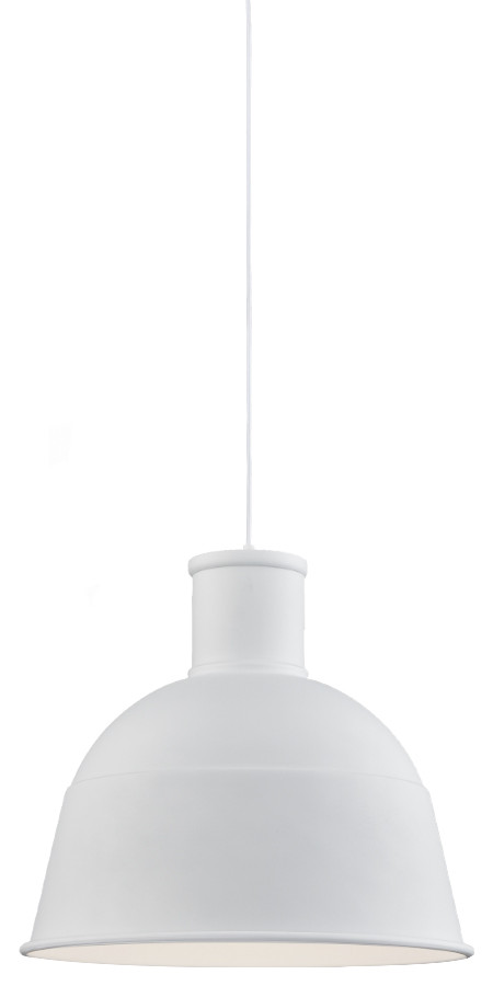 Irving Single Lamp Pendant, White, 13"Dx12"H