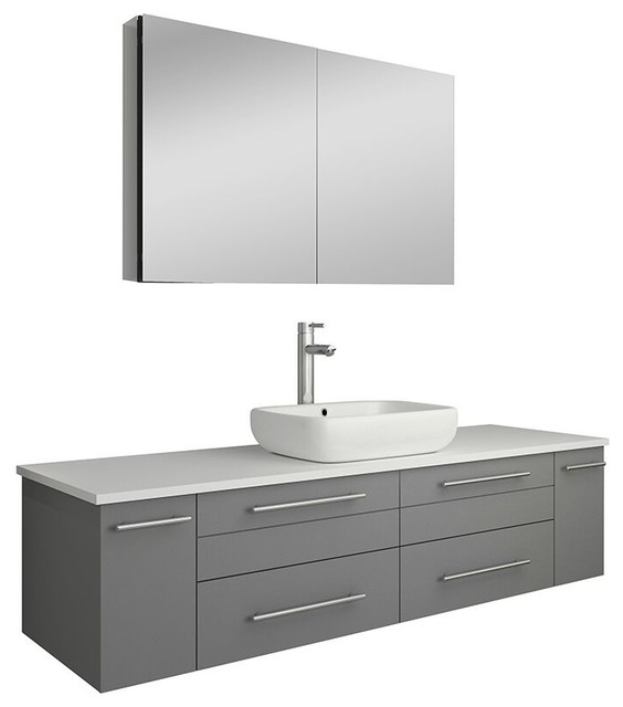 Fresca Lucera 60 Wall Hung Single Sink Bathroom Vanity With Medicine Cabinet Contemporary Bathroom Vanities And Sink Consoles By Modern Bath House