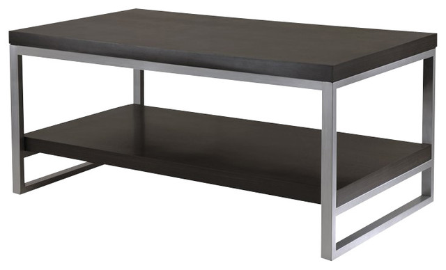 Winsome Jared Coffee Table with Enamel Steel Tube in Dark Espresso