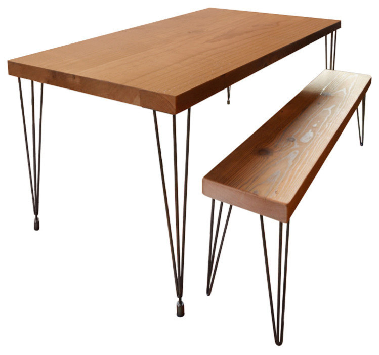 Urban Reclaimed Wood Dining Table, Hairpin, 2.5" Thick, 36x60x30, Beeswax