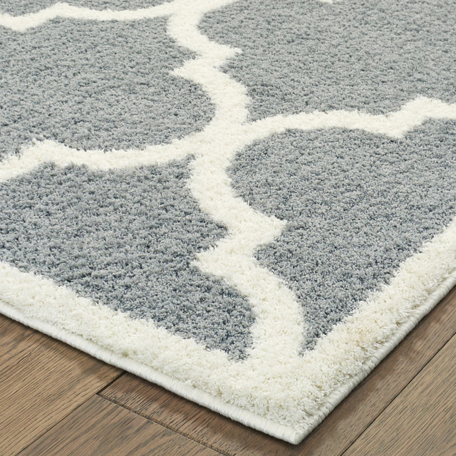 Viviana Scallop Lattice Grey/ Ivory Area Rug, 6'7