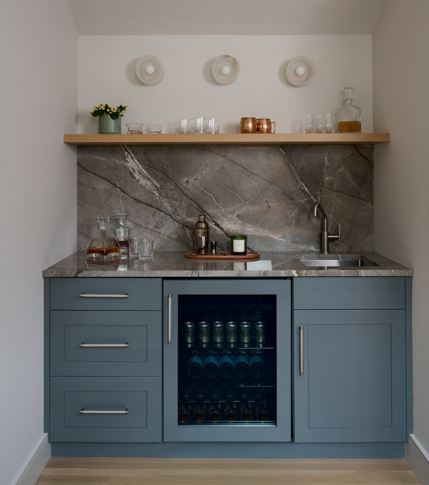 Home bar - transitional home bar idea in Boston
