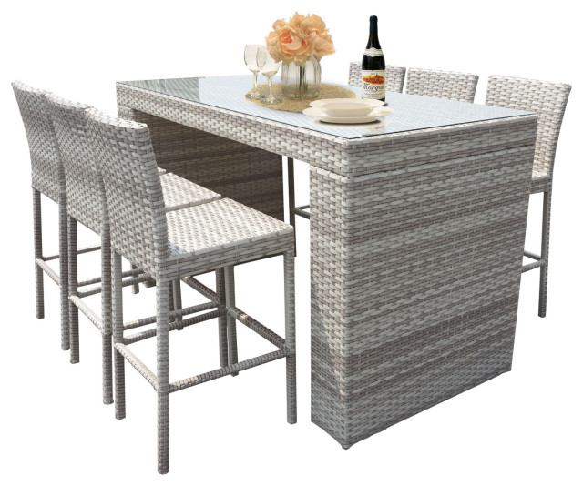 7 Piece Outdoor Wicker Patio Furniture, All Weather Wicker Dining Table And Chairs