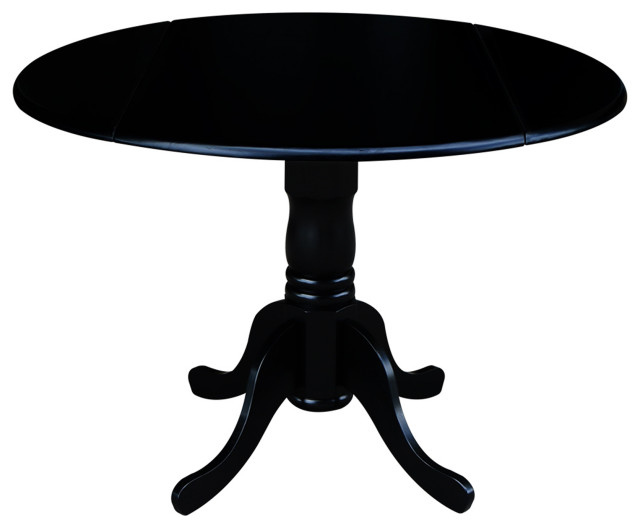 42" Round Dual Drop Leaf Pedestal Table, Black