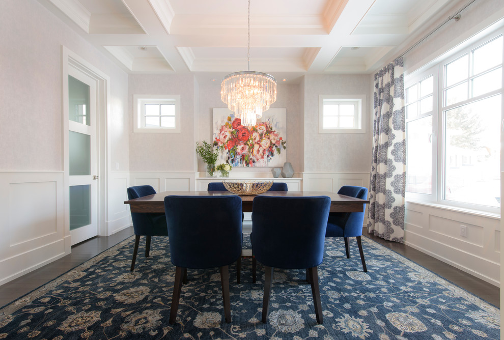 Photo of a transitional dining room in Calgary.