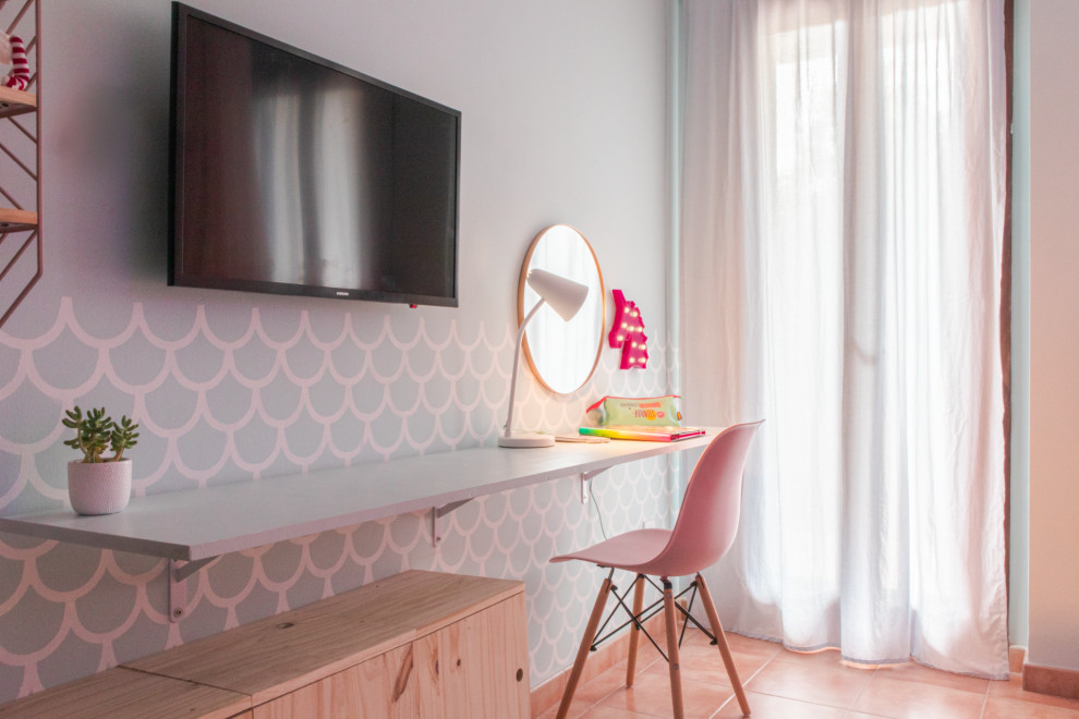 Modelo de dormitorio infantil de 4 a 10 años escandinavo de tamaño medio