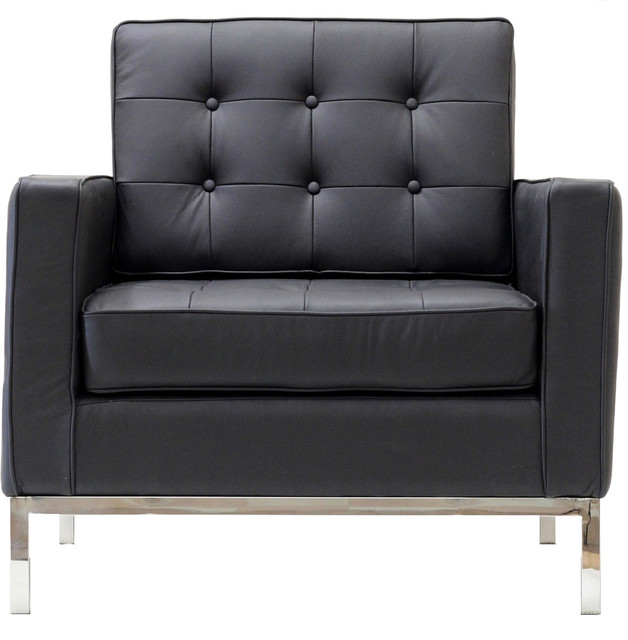 Loft Armchair in Genuine Leather, Black