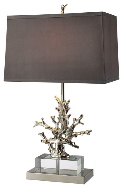 Covington Table Lamp, Polished Nickel and Clear Crystal